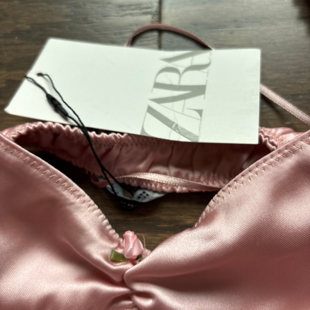 NWT Zara Pink Satin Slip midi Dress - Picture 7 of 11